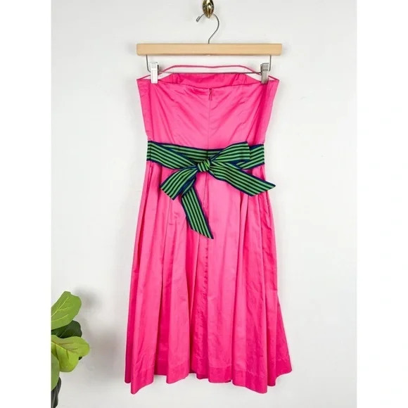 Vintage Lilly Pulitzer Hot Pink Belted Strapless Dress Sz 0 - Picture 2 of 11